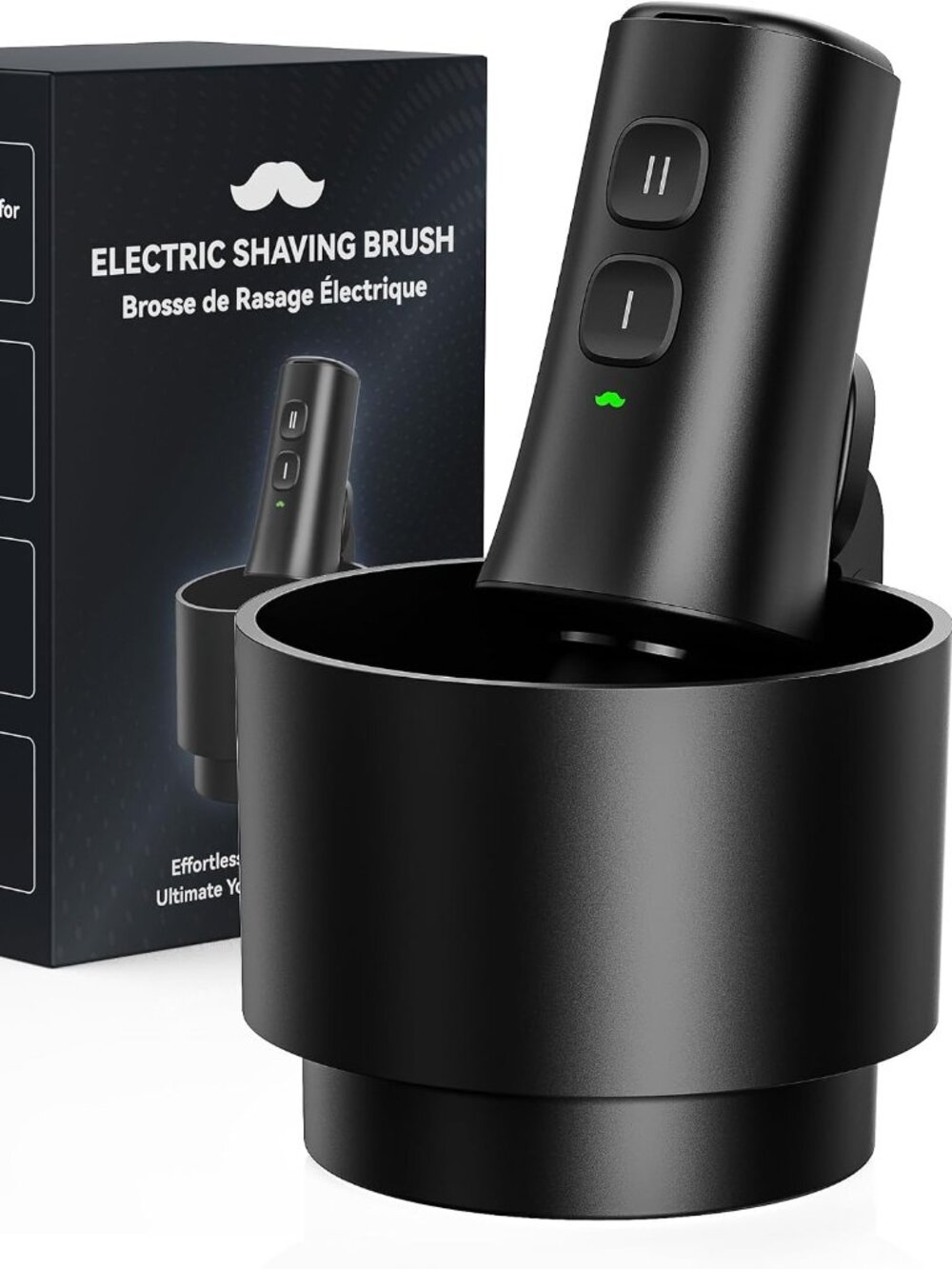 Luxury Electric Shaving Brush w Bowl – Auto Spin-Dry Magnetic Base 2 speed NEW